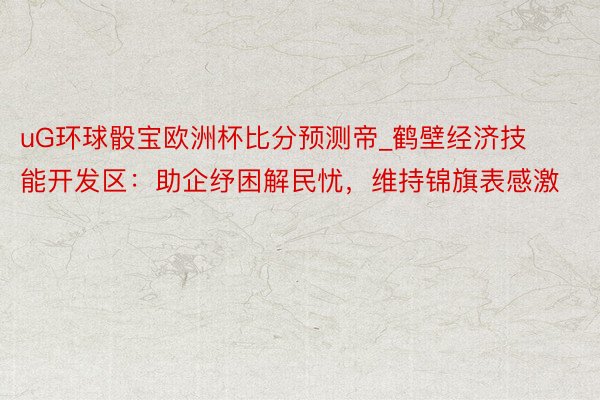 uG环球骰宝欧洲杯比分预测帝_鹤壁经济技能开发区：助企纾困解民忧，维持锦旗表感激